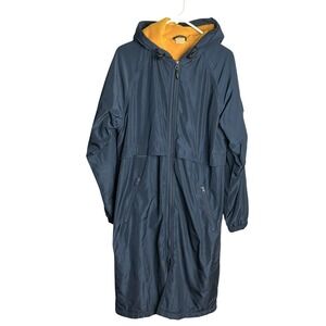 Sporti Fleece Lined Hooded Swim Parka Jacket Size S Navy Full Zip Tournament